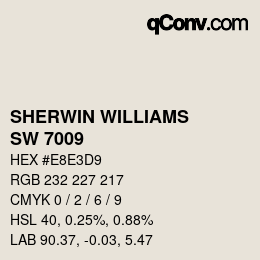 カラーコード: SHERWIN WILLIAMS<br>SW 7009 - Pearly White | qconv.com