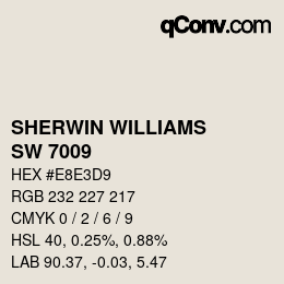 颜色代码: SHERWIN WILLIAMS<br>SW 7009 - Pearly White | qconv.com