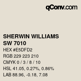 颜色代码: SHERWIN WILLIAMS<br>SW 7010 - White Duck | qconv.com