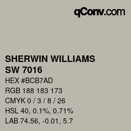 颜色代码: SHERWIN WILLIAMS<br>SW 7016 - Mindful Gray | qconv.com