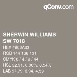 颜色代码: SHERWIN WILLIAMS<br>SW 7018 - Dovetail | qconv.com