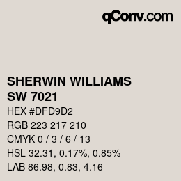 カラーコード: SHERWIN WILLIAMS<br>SW 7021 - Simple White | qconv.com