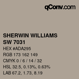 颜色代码: SHERWIN WILLIAMS<br>SW 7031 - Mega Greige | qconv.com