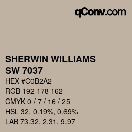 Color code: SHERWIN WILLIAMS<br>SW 7037 - Balanced Beige | qconv.com