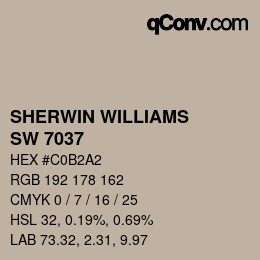 カラーコード: SHERWIN WILLIAMS<br>SW 7037 - Balanced Beige | qconv.com