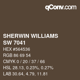 颜色代码: SHERWIN WILLIAMS<br>SW 7041 - Van Dyke Brown | qconv.com