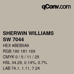 Color code: SHERWIN WILLIAMS<br>SW 7044 - Amazing Gray | qconv.com