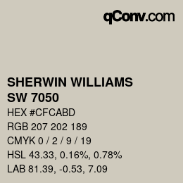 颜色代码: SHERWIN WILLIAMS<br>SW 7050 - Useful Gray | qconv.com