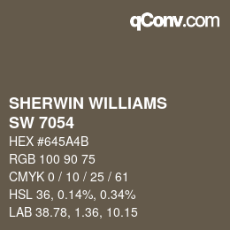 Color code: SHERWIN WILLIAMS<br>SW 7054 - Oak Leaf Brown | qconv.com