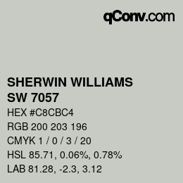 颜色代码: SHERWIN WILLIAMS<br>SW 7057 - Silver Strand | qconv.com