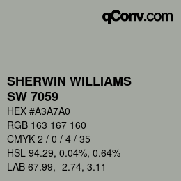 颜色代码: SHERWIN WILLIAMS<br>SW 7059 - Unusual Gray | qconv.com