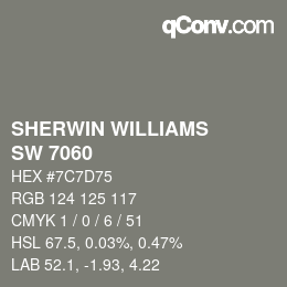 颜色代码: SHERWIN WILLIAMS<br>SW 7060 - Attitude Gray | qconv.com