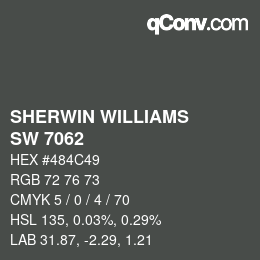 カラーコード: SHERWIN WILLIAMS<br>SW 7062 - Rock Bottom | qconv.com