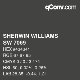 カラーコード: SHERWIN WILLIAMS<br>SW 7069 - Iron Ore | qconv.com