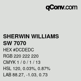 颜色代码: SHERWIN WILLIAMS<br>SW 7070 - Site White | qconv.com