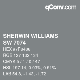 颜色代码: SHERWIN WILLIAMS<br>SW 7074 - Software | qconv.com