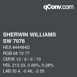 颜色代码: SHERWIN WILLIAMS<br>SW 7076 - Cyberspace | qconv.com