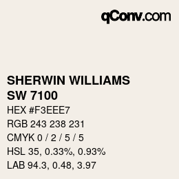 颜色代码: SHERWIN WILLIAMS<br>SW 7100 - Arcade White | qconv.com