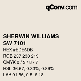 カラーコード: SHERWIN WILLIAMS<br>SW 7101 - Futon | qconv.com