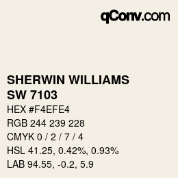 颜色代码: SHERWIN WILLIAMS<br>SW 7103 - Whitetail | qconv.com