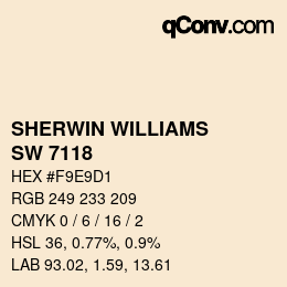 カラーコード: SHERWIN WILLIAMS<br>SW 7118 - French Vanilla | qconv.com