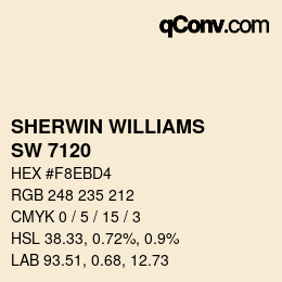 颜色代码: SHERWIN WILLIAMS<br>SW 7120 - Dollop Of Cream | qconv.com