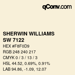 颜色代码: SHERWIN WILLIAMS<br>SW 7122 - Lemon Drop | qconv.com