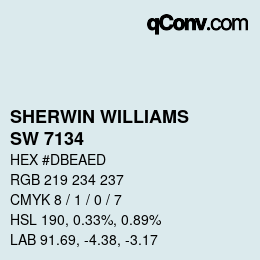 カラーコード: SHERWIN WILLIAMS<br>SW 7134 - Tibetan Sky | qconv.com