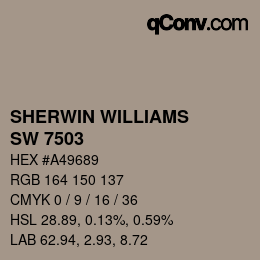 カラーコード: SHERWIN WILLIAMS<br>SW 7503 - Sticks & Stones | qconv.com