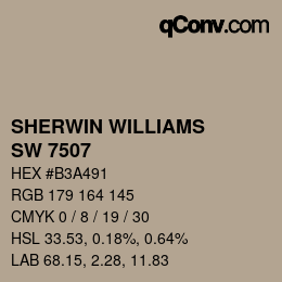 颜色代码: SHERWIN WILLIAMS<br>SW 7507 - Stone Lion | qconv.com