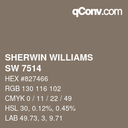 颜色代码: SHERWIN WILLIAMS<br>SW 7514 - Foothills | qconv.com