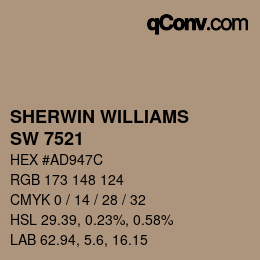 カラーコード: SHERWIN WILLIAMS<br>SW 7521 - Dormer Brown | qconv.com