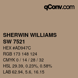 カラーコード: SHERWIN WILLIAMS<br>SW 7521 - Dormer Brown | qconv.com