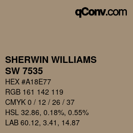 カラーコード: SHERWIN WILLIAMS<br>SW 7535 - Sandy Ridge | qconv.com