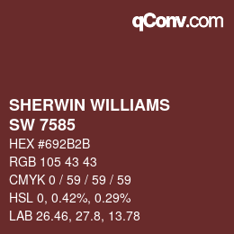 カラーコード: SHERWIN WILLIAMS<br>SW 7585 - Sundried Tomato | qconv.com