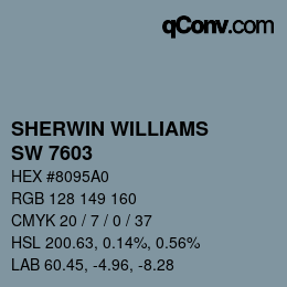 颜色代码: SHERWIN WILLIAMS<br>SW 7603 - Poolhouse | qconv.com