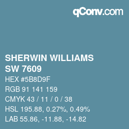 颜色代码: SHERWIN WILLIAMS<br>SW 7609 - Georgian Revival Blue | qconv.com