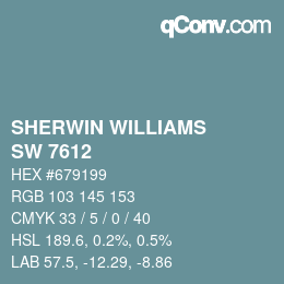 颜色代码: SHERWIN WILLIAMS<br>SW 7612 - Mountain Stream | qconv.com