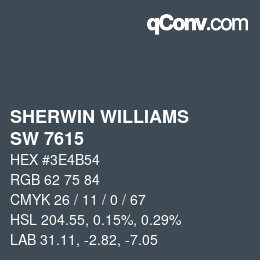 カラーコード: SHERWIN WILLIAMS<br>SW 7615 - Sea Serpent | qconv.com