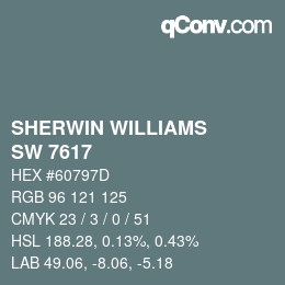 カラーコード: SHERWIN WILLIAMS<br>SW 7617 - Mediterranean | qconv.com