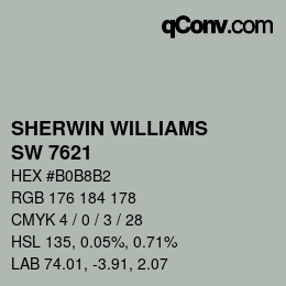 颜色代码: SHERWIN WILLIAMS<br>SW 7621 - Silvermist | qconv.com
