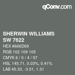 颜色代码: SHERWIN WILLIAMS<br>SW 7622 - Homburg Gray | qconv.com