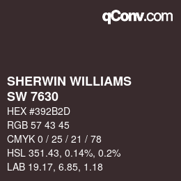 颜色代码: SHERWIN WILLIAMS<br>SW 7630 - Raisin | qconv.com