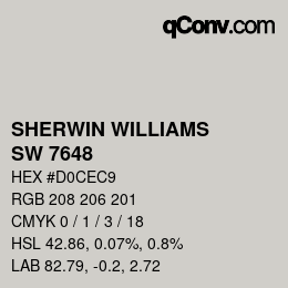 颜色代码: SHERWIN WILLIAMS<br>SW 7648 - Big Chill | qconv.com