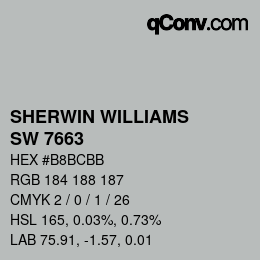 颜色代码: SHERWIN WILLIAMS<br>SW 7663 - Monorail Silver | qconv.com