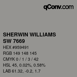 カラーコード: SHERWIN WILLIAMS<br>SW 7669 - Summit Gray | qconv.com