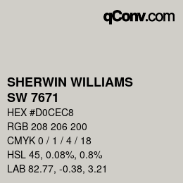 颜色代码: SHERWIN WILLIAMS<br>SW 7671 - On The Rocks | qconv.com