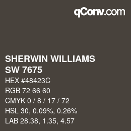 颜色代码: SHERWIN WILLIAMS<br>SW 7675 - Sealskin | qconv.com
