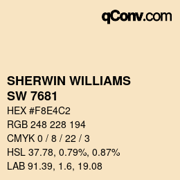颜色代码: SHERWIN WILLIAMS<br>SW 7681 - Tea Light | qconv.com