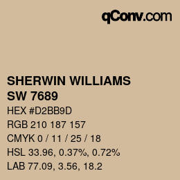 Color code: SHERWIN WILLIAMS<br>SW 7689 - Row House Tan | qconv.com